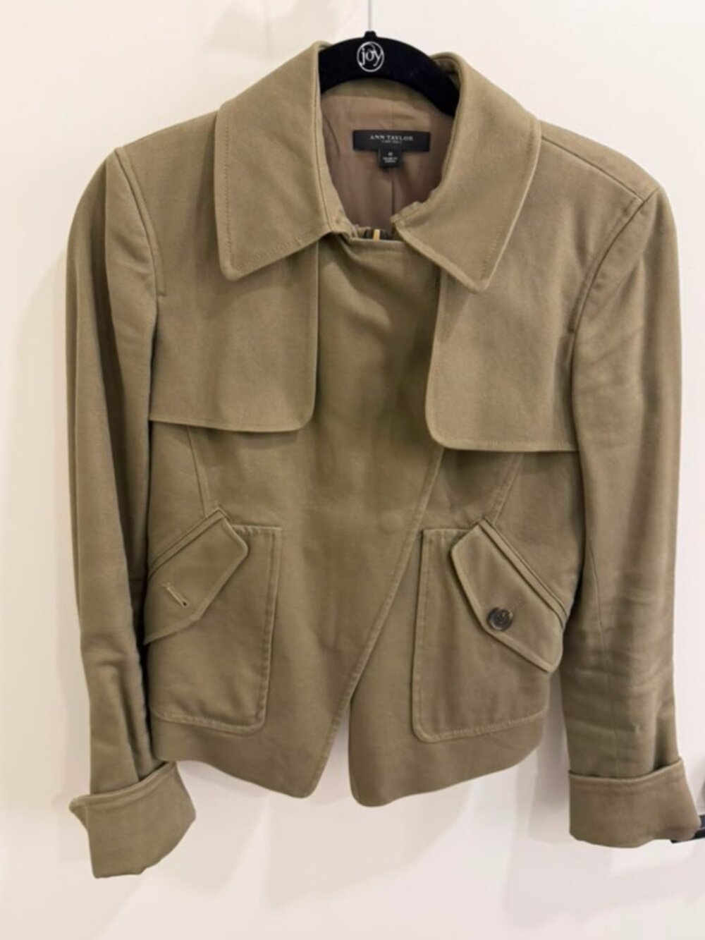 Ann Taylor Olive Green Cotton Blend Jacket
